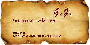 Gemeiner Gábor névjegykártya